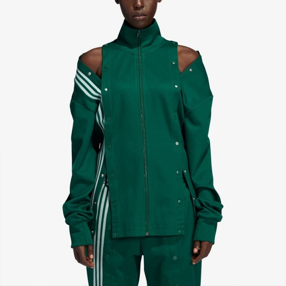 adidas Green Track Jacket with White Stripes